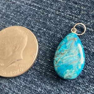 Handmade beautiful blue stone drop pendant